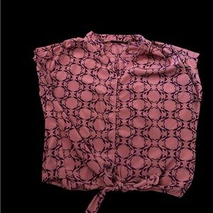 A.N.A tie front fox print blouse